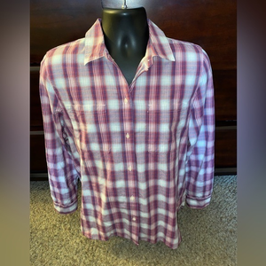 Madewell 1937 Womens Long Sleeve Button‎ Up Purple Plaid Large Shirt